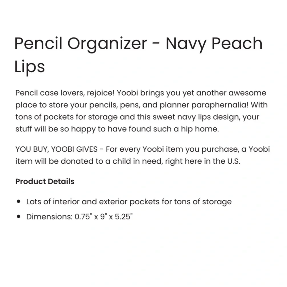 Yoobi Pencil Organizer- Navy Peach Lips